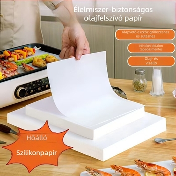 Négyszögletes sütőpapír, olajfelszívó papír, tepsi- és sütőalj, magas hőállóságú élelmiszer-minőségű szilikonos sütőpapír, sütéshez papír, barbecue papír