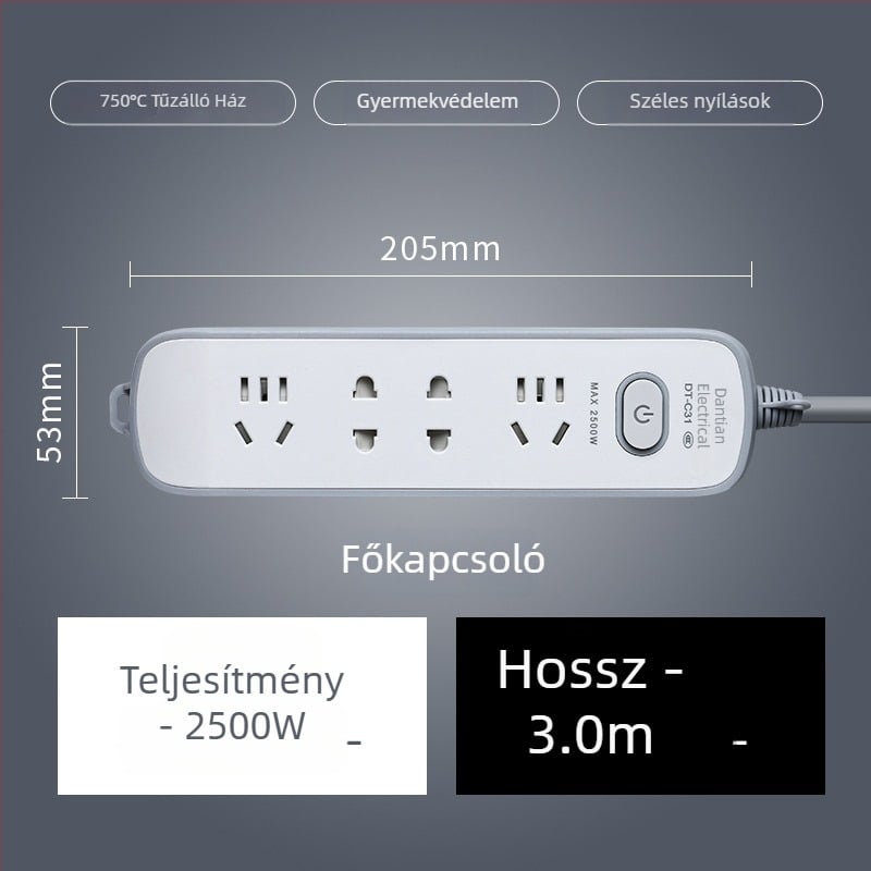 USB elosztó portokkal, új nemzeti szabvány, többfunkciós hosszabbító otthonra és irodába