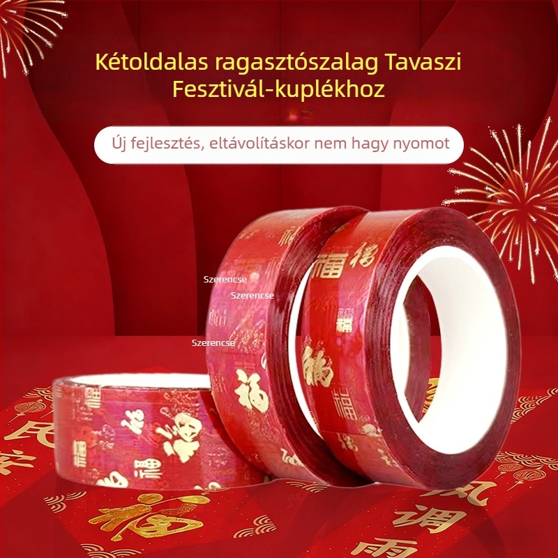 Kétoldalas ragasztószalag ünnepi dekorációkhoz, szerencsés karakterekkel, esküvőkhöz, ballonjákhoz és újévi dekorációkhoz