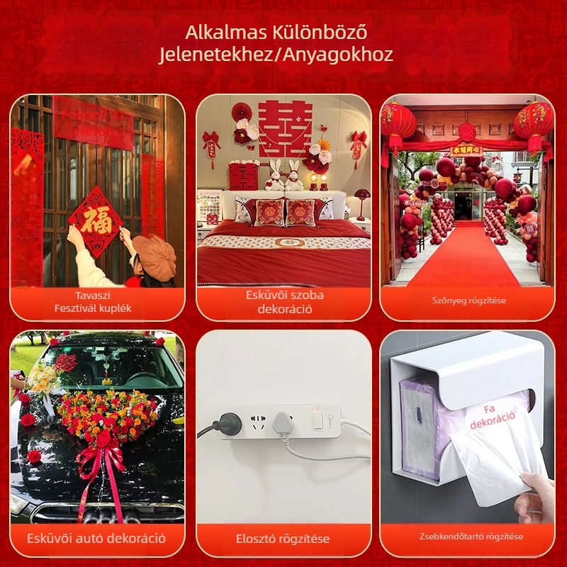 Kétoldalas ragasztószalag ünnepi dekorációkhoz, szerencsés karakterekkel, esküvőkhöz, ballonjákhoz és újévi dekorációkhoz