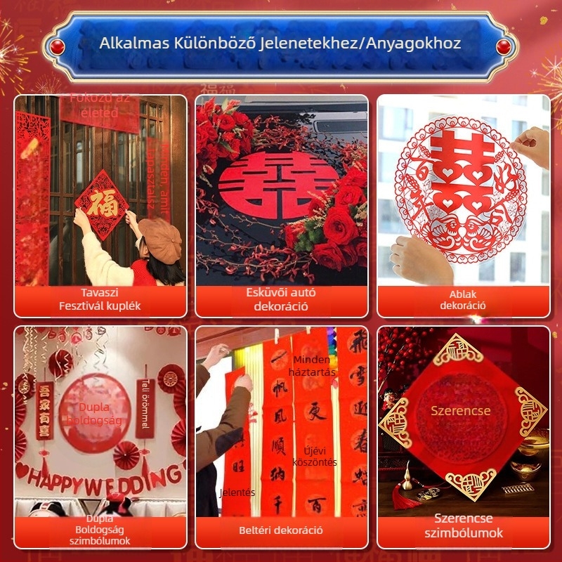 Kétoldalas ragasztószalag ünnepi dekorációkhoz, szerencsés karakterekkel, esküvőkhöz, ballonjákhoz és újévi dekorációkhoz