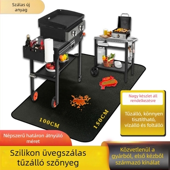 Kültéri grillsütőhöz tűzálló matrac, 130×193 cm, kétoldalas szilikon, üvegszálas réteg