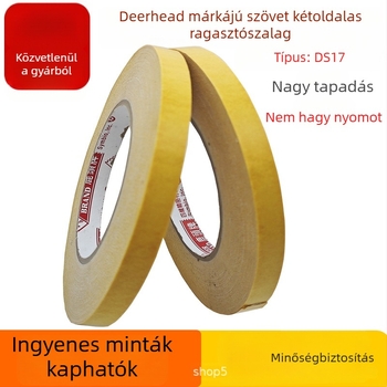 Deerhead DS17B vászonalapú kétszeres oldali ragasztószalag 4D nyomtatáshoz és panelok rögzítéséhez, magas hőmérséklet-ellenállású, öntőformákhoz ragasztó, nyom nélkül.