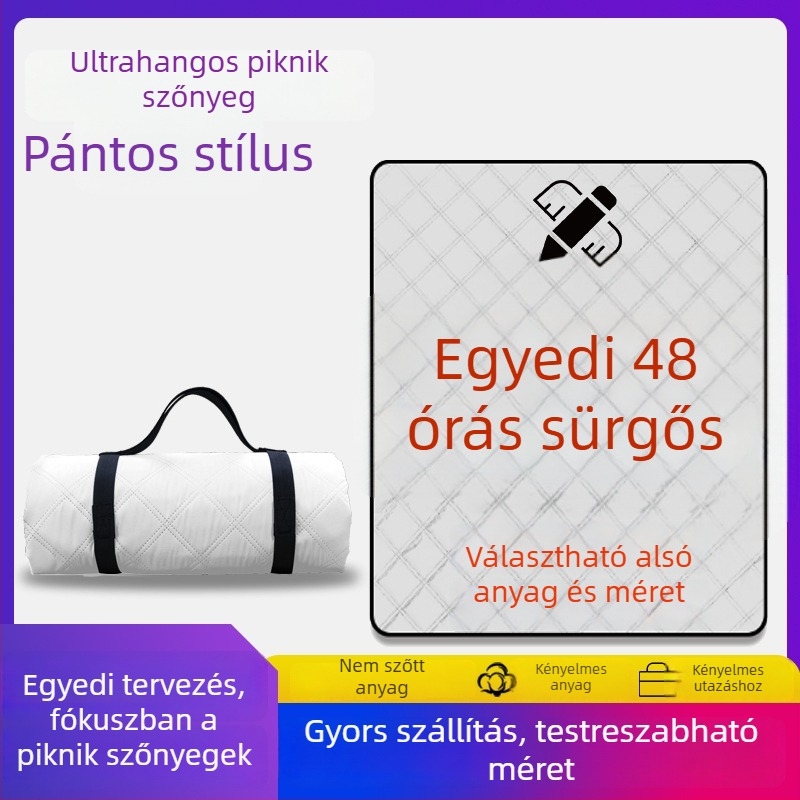 Személyre szabott ultrahangos piknik matrac kültéri használatra, összecsukható, logóval, vízálló és nedvességálló kempingezéshez