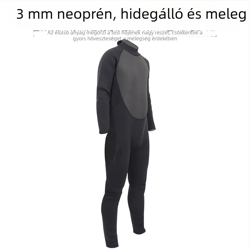 3,0 mm vastag teljes testű neoprén búvárruha, meleg, hosszú ujjú, szörfözésre, snorkelzésre és téli úszásra