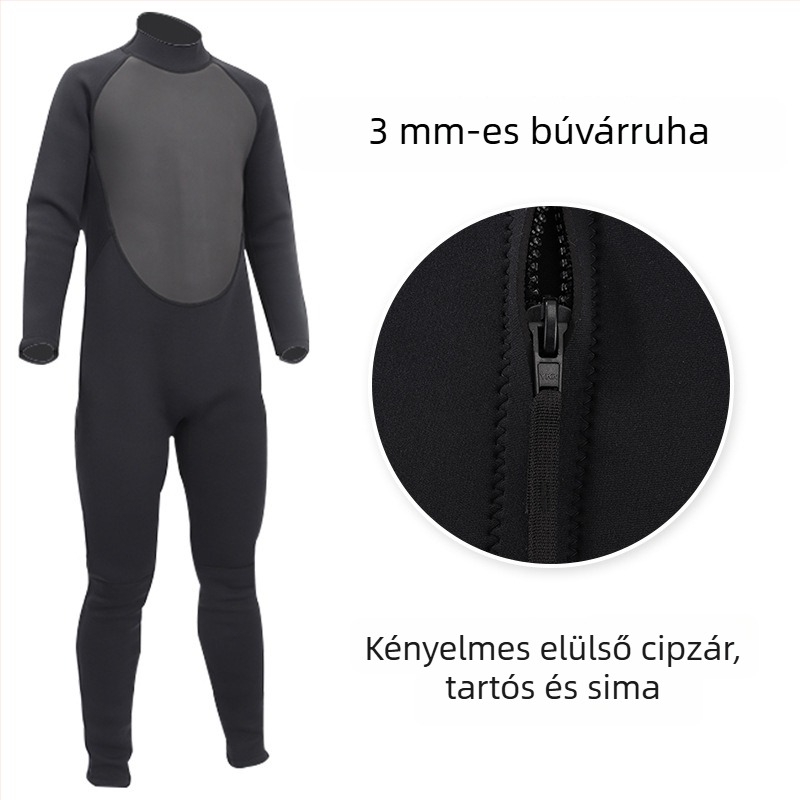 3,0 mm vastag teljes testű neoprén búvárruha, meleg, hosszú ujjú, szörfözésre, snorkelzésre és téli úszásra