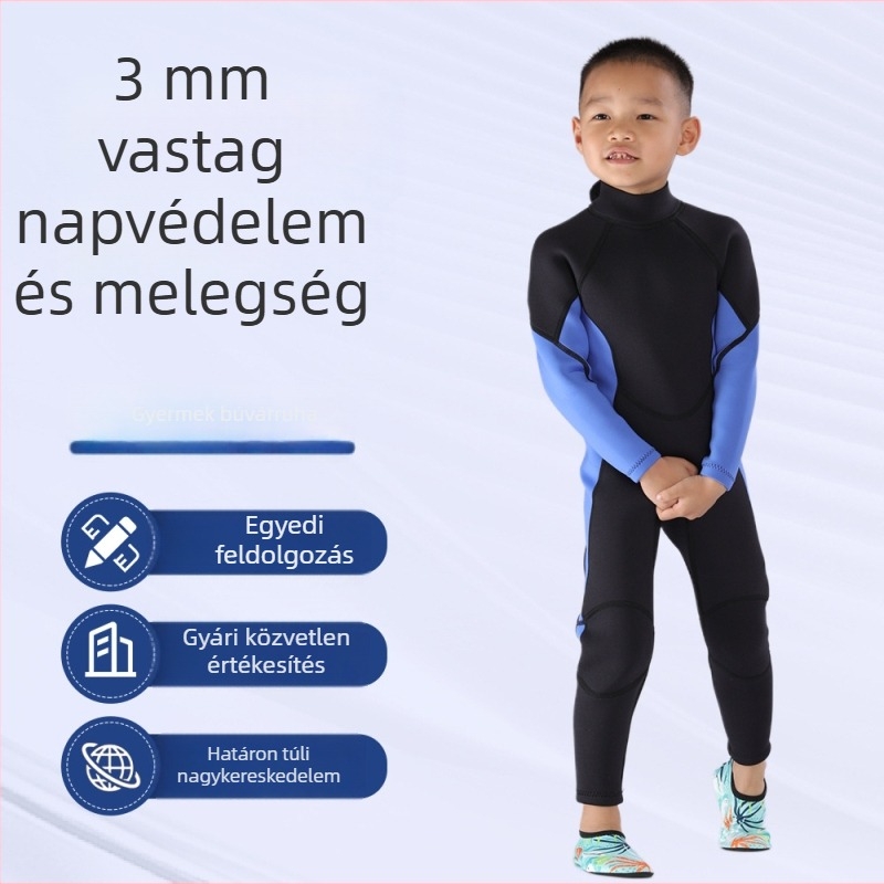 Scubastar gyerekeknek 3 mm vastag napvédő meleg búvárruha, egyszínű, alkalmas merülésre és szörfözésre