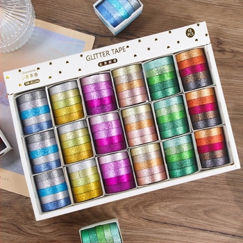 Macaron színű glitteres szalagkészlet DIY napló és tervező dekorációhoz