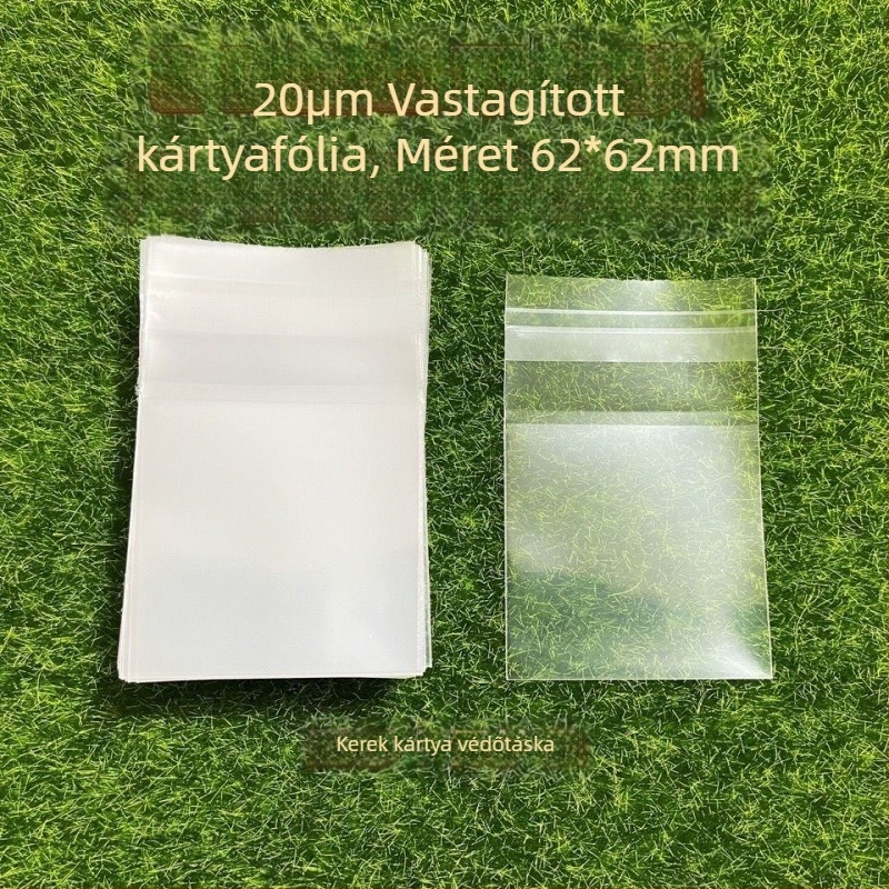 Zipzár tasak, önzáró, vastagabb 12 mil fólia, kerek kártyavédő tasak 20 mil, méret 6,2×6,2