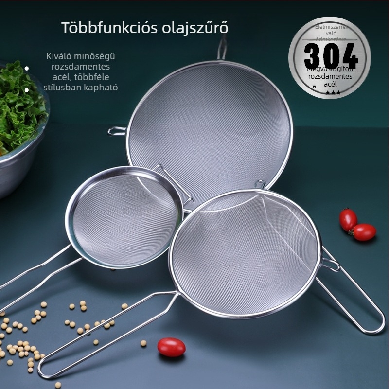 304 rozsdamentes acélból készült ultrafin szűrőháló szójatej üledékhez, dupla fogantyú, nagy méret