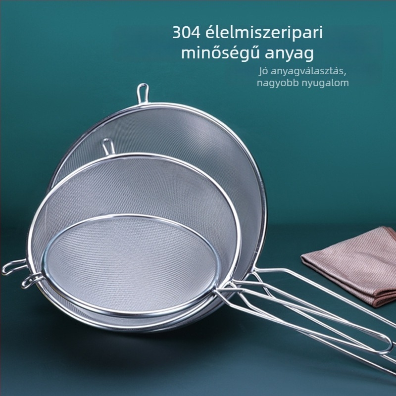 304 rozsdamentes acélból készült ultrafin szűrőháló szójatej üledékhez, dupla fogantyú, nagy méret