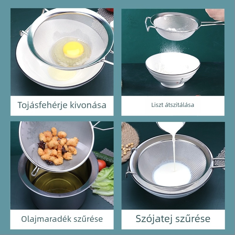 304 rozsdamentes acélból készült ultrafin szűrőháló szójatej üledékhez, dupla fogantyú, nagy méret