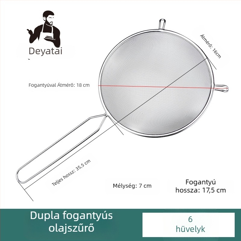 304 rozsdamentes acélból készült ultrafin szűrőháló szójatej üledékhez, dupla fogantyú, nagy méret