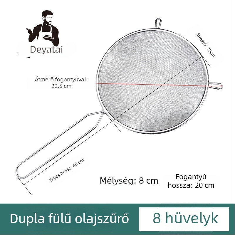 304 rozsdamentes acélból készült ultrafin szűrőháló szójatej üledékhez, dupla fogantyú, nagy méret