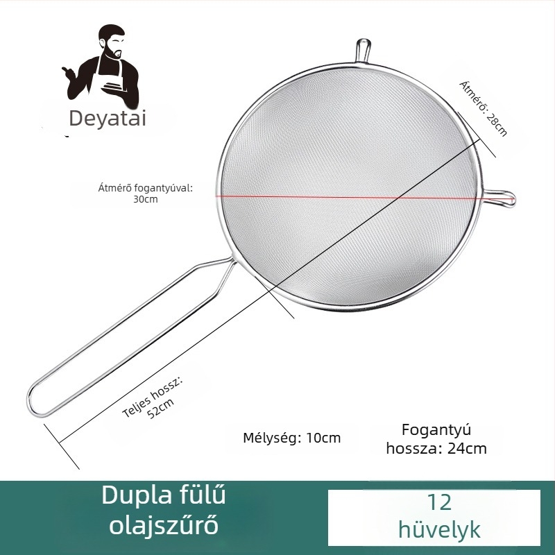 304 rozsdamentes acélból készült ultrafin szűrőháló szójatej üledékhez, dupla fogantyú, nagy méret