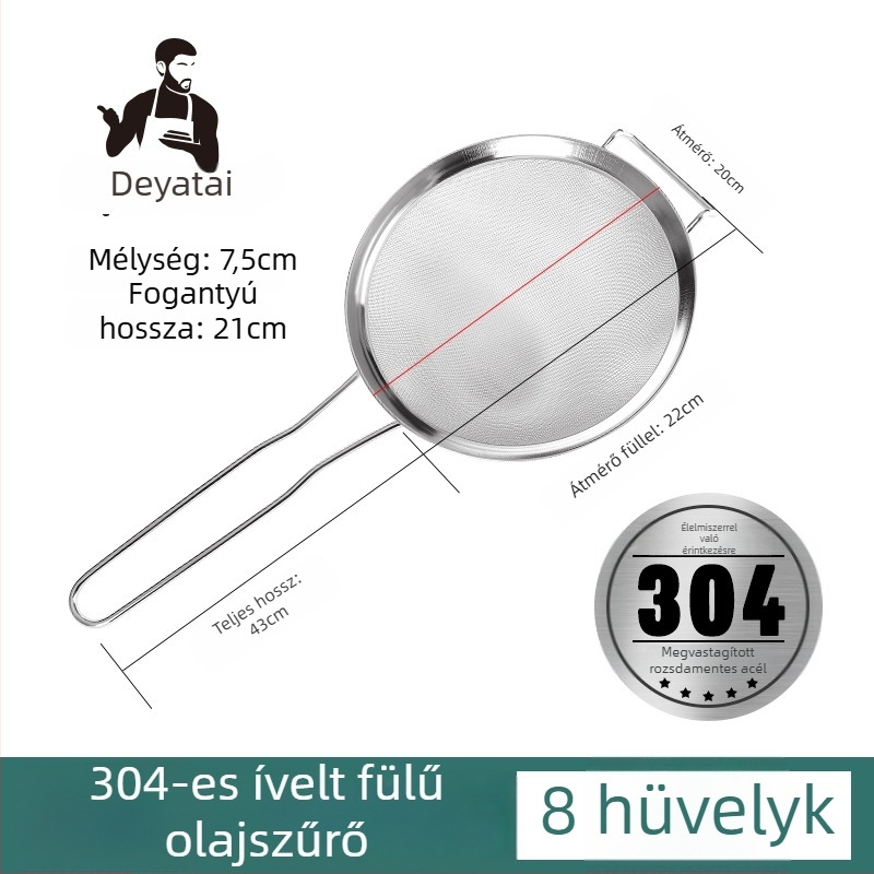 304 rozsdamentes acélból készült ultrafin szűrőháló szójatej üledékhez, dupla fogantyú, nagy méret