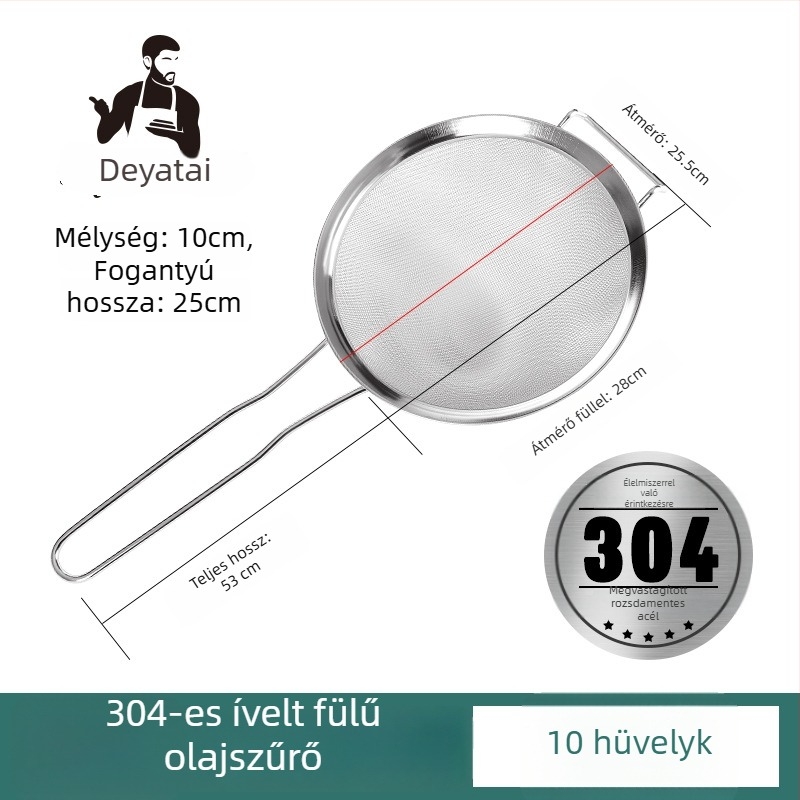304 rozsdamentes acélból készült ultrafin szűrőháló szójatej üledékhez, dupla fogantyú, nagy méret