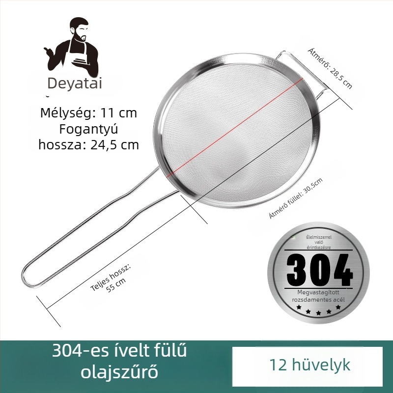 304 rozsdamentes acélból készült ultrafin szűrőháló szójatej üledékhez, dupla fogantyú, nagy méret