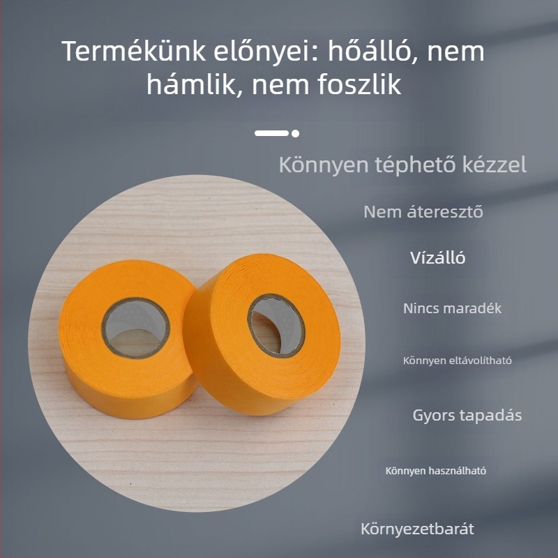 Sárga Washi szalag maszkoláshoz és védelemhez beltéri dekorációhoz — nyom nélkül eltávolítható, kézzel téphető, 20 mm × 50 m
