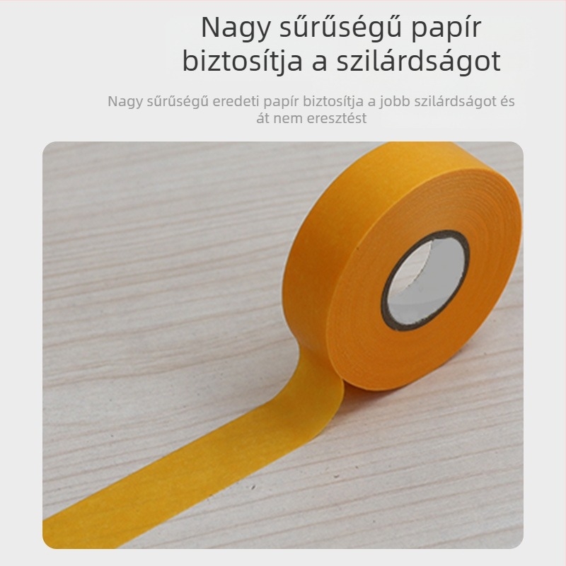 Sárga Washi szalag maszkoláshoz és védelemhez beltéri dekorációhoz — nyom nélkül eltávolítható, kézzel téphető, 20 mm × 50 m