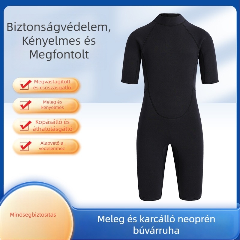 3 mm-es rövid ujjú, rövid lábú neoprén búvárruha – egy darabos, búvárkodáshoz, snorkelzéshez és szörfözéshez – melegítés és UV-védelem