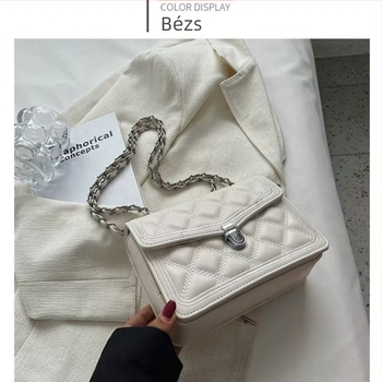 Rombusz mintázatú láncos mini négyszögletű táska váll- és crossbody pánttal, 2025 divat