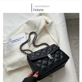 Rombusz mintázatú láncos mini négyszögletű táska váll- és crossbody pánttal, 2025 divat