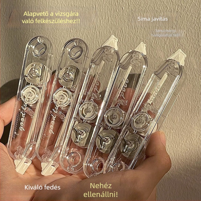 Átlátszó korrektor szalag készlet fedéllel, kisméretű csendes hordozható, japán stílus, 5 darabos, elegáns kivitelezés