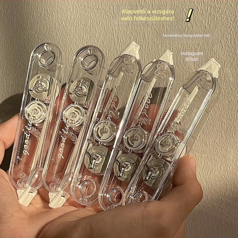 Átlátszó korrektor szalag készlet fedéllel, kisméretű csendes hordozható, japán stílus, 5 darabos, elegáns kivitelezés