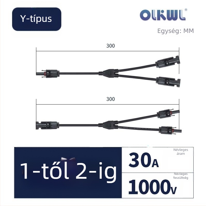MC4 fotovoltaikus terminál, férfi és női csatlakozó, napelemhez