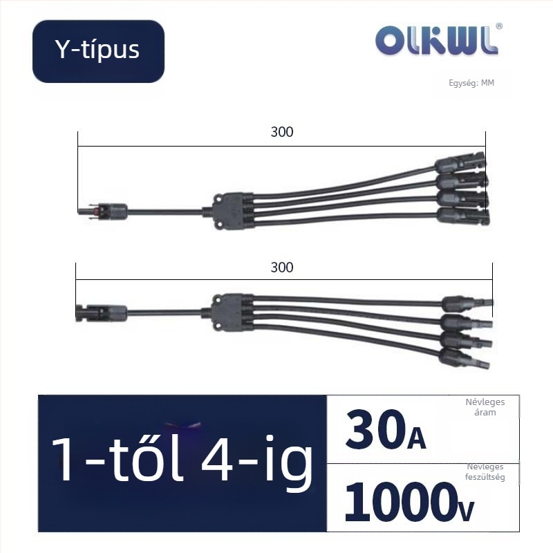 MC4 fotovoltaikus terminál, férfi és női csatlakozó, napelemhez