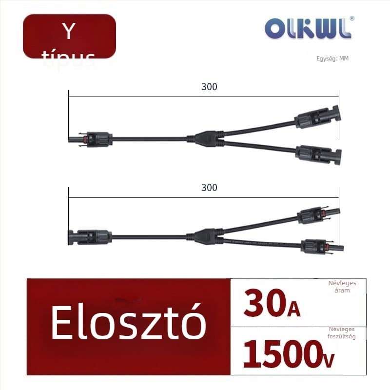 MC4 fotovoltaikus terminál, férfi és női csatlakozó, napelemhez