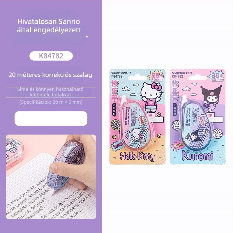 Guangbo 84782 Sanrio Család sorozat 20 m javítószalag, hordozható, azonnal kijavítja a hibákat, sima felhordás
