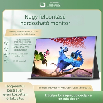 Hordozható IPS kijelző, 14–15,6 hüvelyk, Full HD 1080p, külső másodlagos monitor mobil irodához