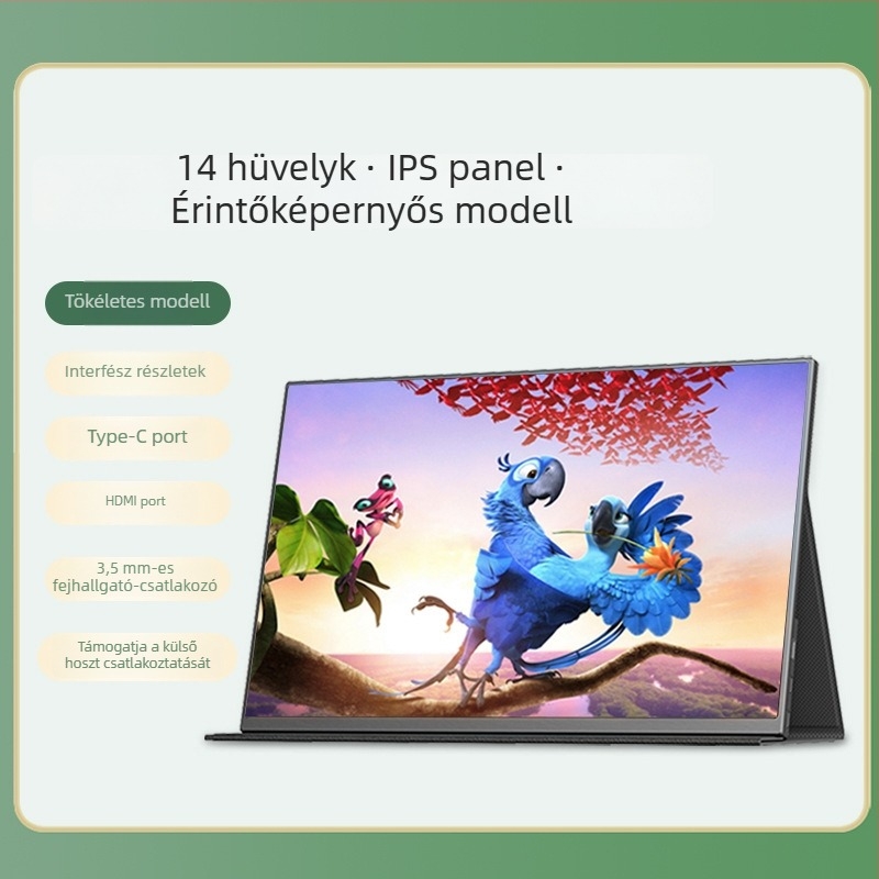 Hordozható IPS kijelző, 14–15,6 hüvelyk, Full HD 1080p, külső másodlagos monitor mobil irodához
