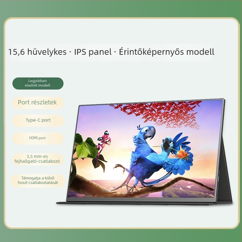 Hordozható IPS kijelző, 14–15,6 hüvelyk, Full HD 1080p, külső másodlagos monitor mobil irodához