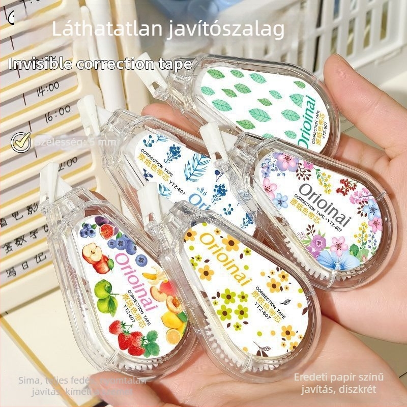 Láthatatlan korrigáló szalag magas esztétikai értékkel, japán stílusú eredeti papírszínnel, nagy kapacitású, folyamatos korrigáló szalag.