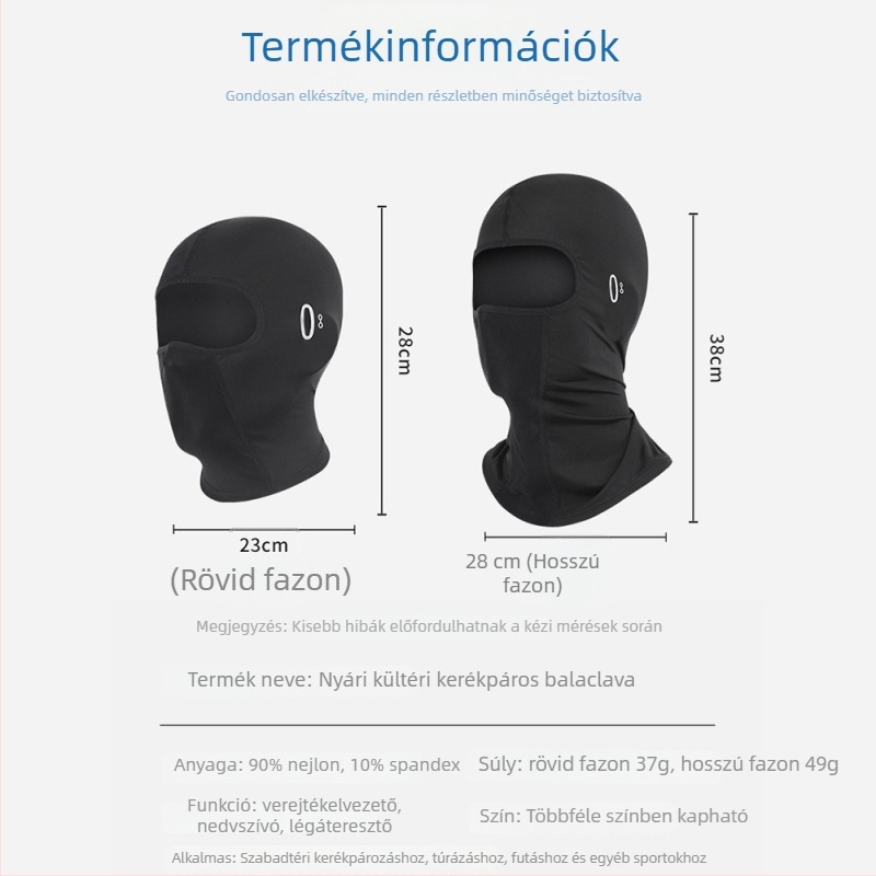 Motorkerékpárhoz napsütés elleni maszk – teljes arcvédő, Ice Silk anyag, UV-védett fejfedő