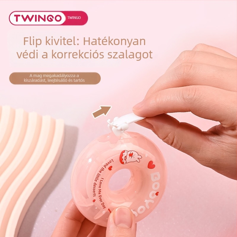 TG-B7316 Textil korrekciós szalag Donut mintával, aranyos lányos dizájn iskolásoknak