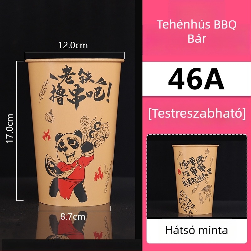 Egyszer használatos papír pohár és vödör nyársak és grillcsomagoláshoz, laminált, kapacitás 896–1300 ml