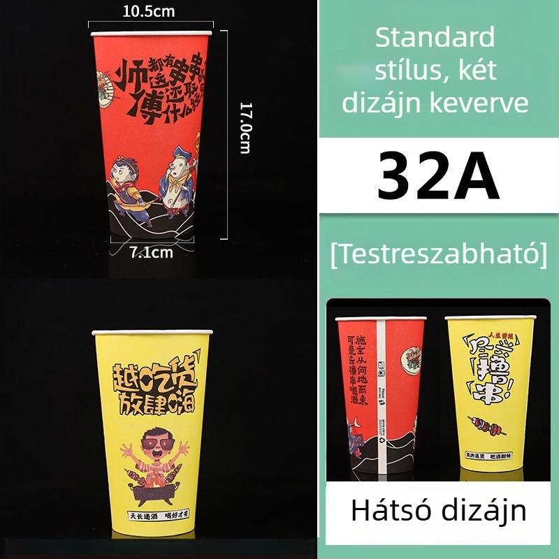 Egyszer használatos papír pohár és vödör nyársak és grillcsomagoláshoz, laminált, kapacitás 896–1300 ml