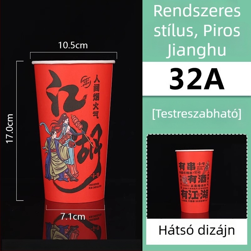 Egyszer használatos papír pohár és vödör nyársak és grillcsomagoláshoz, laminált, kapacitás 896–1300 ml