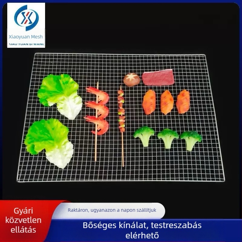 Egyszer használható, hordozható galvanizált négyszög grillháló a szabadban történő kempingezéshez