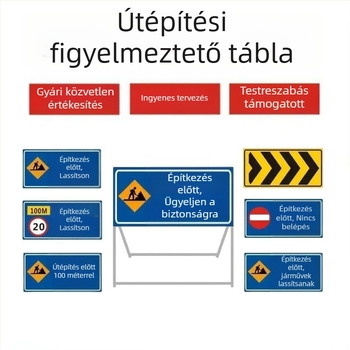 Összecsukható reflexiós irányjelző útépítéshez – előre, járművek áthaladásának tiltása és kerülőjelzés
