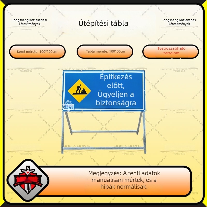 Összecsukható reflexiós irányjelző útépítéshez – előre, járművek áthaladásának tiltása és kerülőjelzés