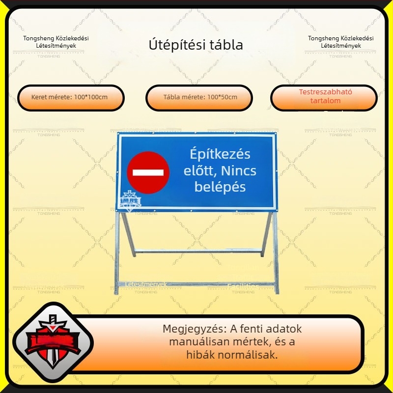 Összecsukható reflexiós irányjelző útépítéshez – előre, járművek áthaladásának tiltása és kerülőjelzés