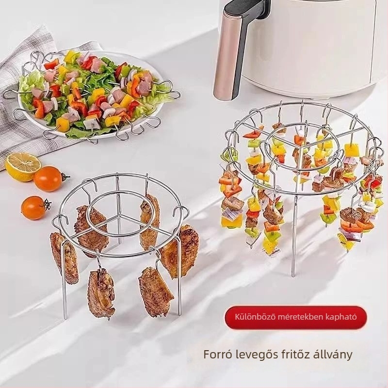 Függőleges BBQ grill légsütőhöz, rozsdamentes acélból, könnyen tisztítható
