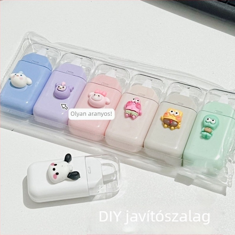 Rajzfilm témájú javítószalag, makaron stílus, 6,5×3 cm, kényelmes iskolai kellék