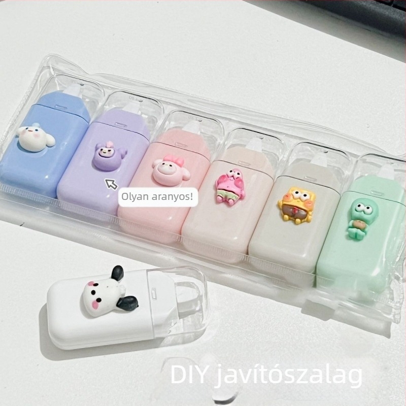 Rajzfilm témájú javítószalag, makaron stílus, 6,5×3 cm, kényelmes iskolai kellék