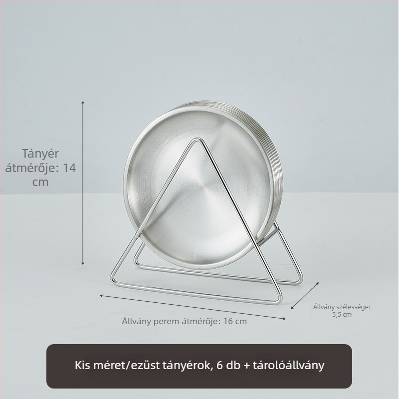 Koreai stílusú arany rozsdamentes acél csonttál tárolóállvánnyal, kerek kávézó tál, élelmiszer-minőségű, könnyű luxus grill tál
